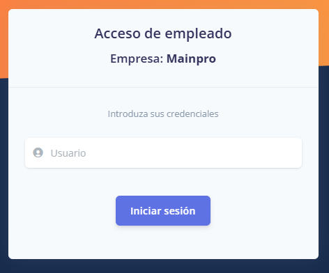 Figura 1. Pantalla inicial de acceso del empleado
