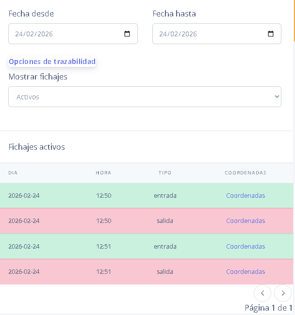 Figura 4. Sección de consulta de fichajes