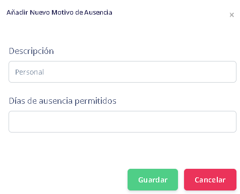 Figura 4.1. Edición y creación de ausencias